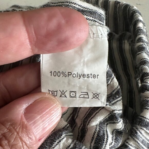 Striped Polyester Drawstring Pants L - Picture 4 of 6